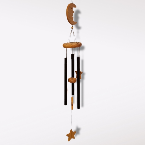Source Unknown Other - Moon and Stars Wood/Metal Wind-chime